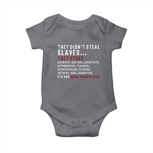 Black History Baby Onesie They Didn't Steal Slaves They Stolen And Made Them Slaves TS09 Charcoal Print Your Wear