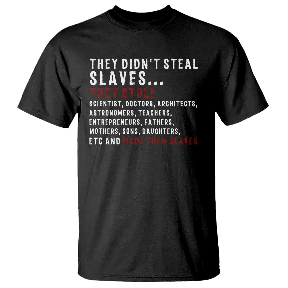 Black History T Shirt They Didn't Steal Slaves They Stolen And Made Them Slaves TS09 Black Print Your Wear