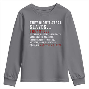 Black History Youth Sweatshirt They Didn't Steal Slaves They Stolen And Made Them Slaves TS09 Charcoal Print Your Wear