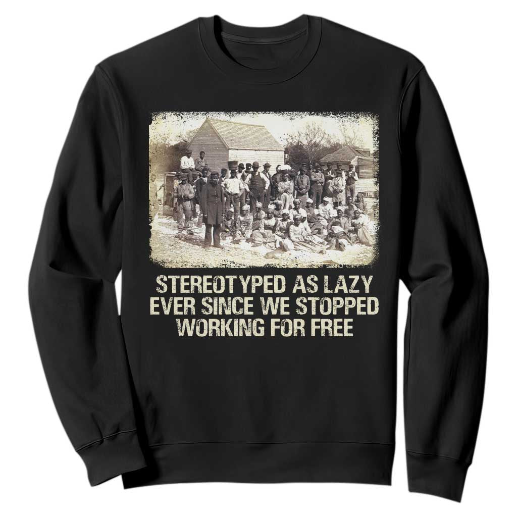 Black History Sweatshirt Stereotyped As Lazy Even Since Stopped Working For Free Slaves TS09 Black Print Your Wear