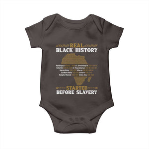 Real Black History Started Before Slavery Baby Onesie TS09 Dark Chocolate Print Your Wear