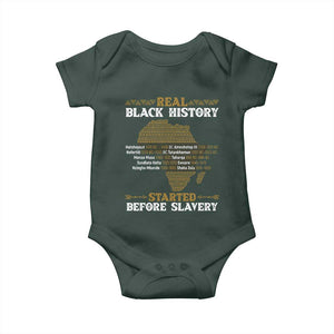 Real Black History Started Before Slavery Baby Onesie TS09 Dark Forest Green Print Your Wear