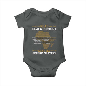 Real Black History Started Before Slavery Baby Onesie TS09 Dark Heather Print Your Wear