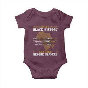 Real Black History Started Before Slavery Baby Onesie TS09 Maroon Print Your Wear