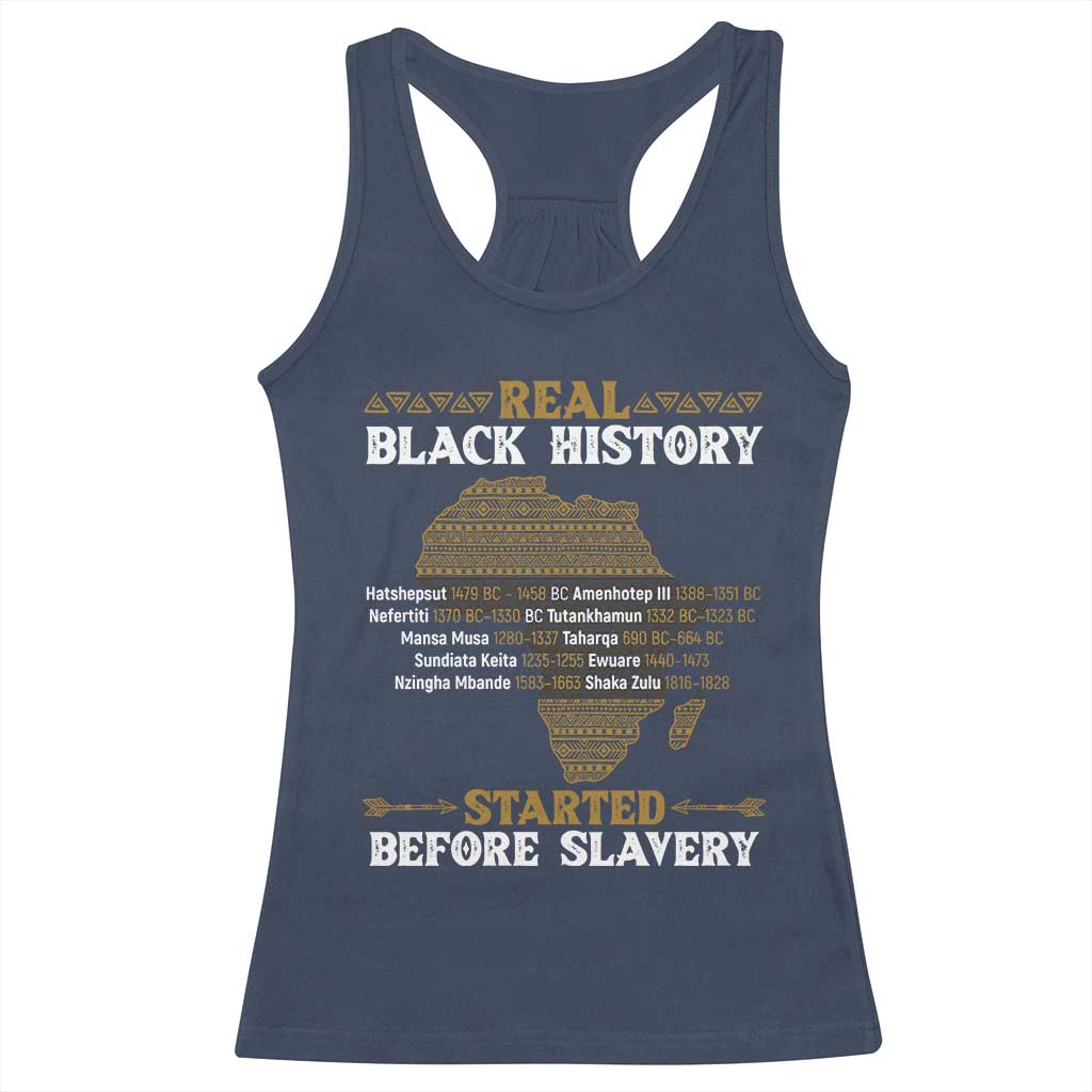 Real Black History Started Before Slavery Racerback Tank Top TS09 Navy Print Your Wear