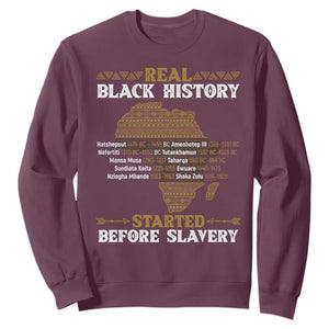 Real Black History Started Before Slavery Sweatshirt TS09 Maroon Print Your Wear