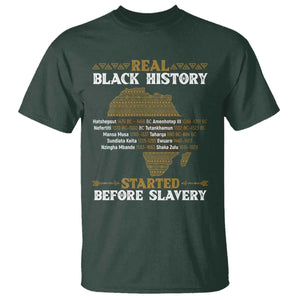 Real Black History Started Before Slavery T Shirt TS09 Dark Forest Green Print Your Wear