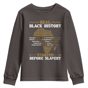 Real Black History Started Before Slavery Youth Sweatshirt TS09 Dark Chocolate Print Your Wear