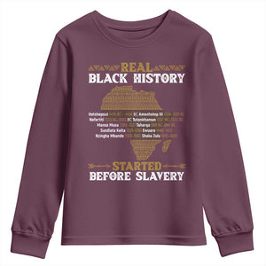 Real Black History Started Before Slavery Youth Sweatshirt TS09 Maroon Print Your Wear