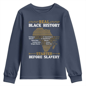 Real Black History Started Before Slavery Youth Sweatshirt TS09 Navy Print Your Wear