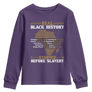 Real Black History Started Before Slavery Youth Sweatshirt TS09 Purple Print Your Wear