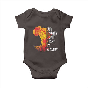 Black History Baby Onesie Our History Didn't Start At Slavery TS09 Dark Chocolate Print Your Wear