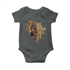 I Am Black History 365 24 7 Baby Onesie TS09 Dark Heather Print Your Wear