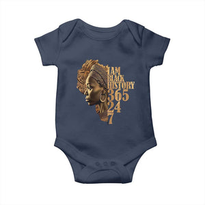 I Am Black History 365 24 7 Baby Onesie TS09 Navy Print Your Wear