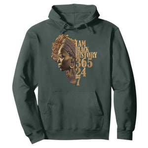 I Am Black History 365 24 7 Hoodie TS09 Dark Forest Green Print Your Wear