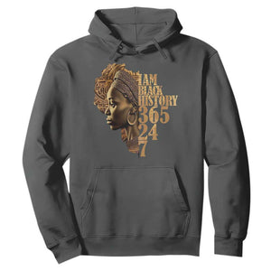 I Am Black History 365 24 7 Hoodie TS09 Dark Heather Print Your Wear