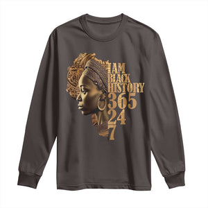 I Am Black History 365 24 7 Long Sleeve Shirt TS09 Dark Chocolate Print Your Wear