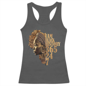 I Am Black History 365 24 7 Racerback Tank Top TS09 Dark Heather Print Your Wear