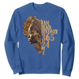 I Am Black History 365 24 7 Sweatshirt TS09 Royal Blue Print Your Wear