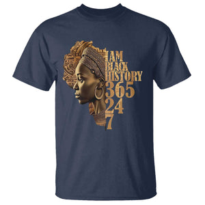 I Am Black History 365 24 7 T Shirt TS09 Navy Print Your Wear