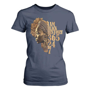 I Am Black History 365 24 7 T Shirt For Women TS09 Navy Print Your Wear