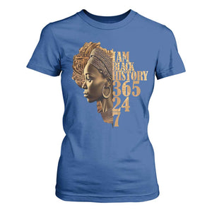 I Am Black History 365 24 7 T Shirt For Women TS09 Royal Blue Print Your Wear