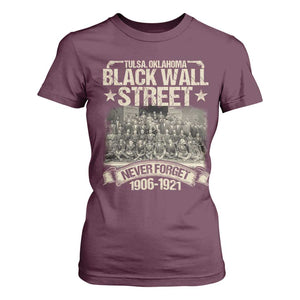 Black Wall Street T Shirt For Women Never Forget 1906 1921 Tulsa Black History TS09 Maroon Print Your Wear