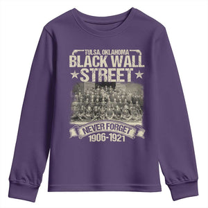 Black Wall Street Youth Sweatshirt Never Forget 1906 1921 Tulsa Black History TS09 Purple Print Your Wear