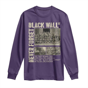 Black Wall Street Long Sleeve Shirt Never Forget Tulsa Black History Month TS09 Purple Print Your Wear