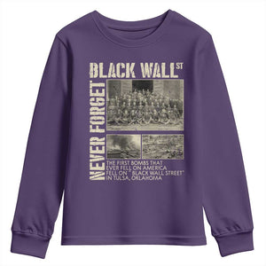 Black Wall Street Youth Sweatshirt Never Forget Tulsa Black History Month TS09 Purple Print Your Wear