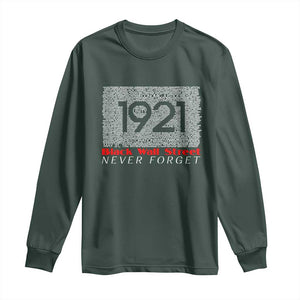 Black Wall Street Long Sleeve Shirt Never Forget 1921 Greenwood Tulsa Black History TS09 Dark Forest Green Print Your Wear