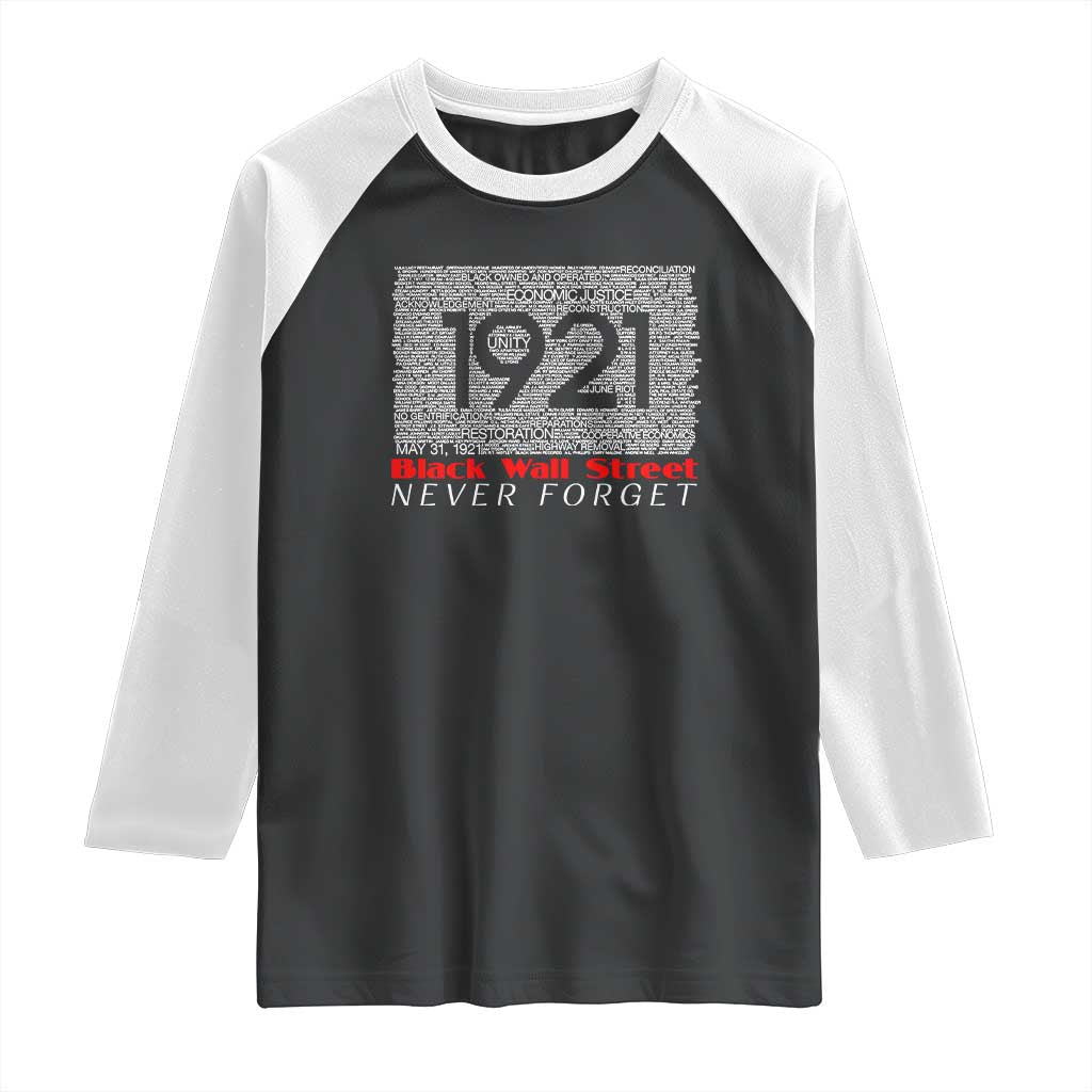 Black Wall Street Raglan Shirt Never Forget 1921 Greenwood Tulsa Black History TS09 Black White Print Your Wear