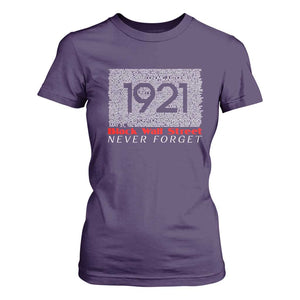 Black Wall Street T Shirt For Women Never Forget 1921 Greenwood Tulsa Black History TS09 Purple Print Your Wear