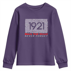 Black Wall Street Youth Sweatshirt Never Forget 1921 Greenwood Tulsa Black History TS09 Purple Print Your Wear