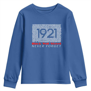 Black Wall Street Youth Sweatshirt Never Forget 1921 Greenwood Tulsa Black History TS09 Royal Blue Print Your Wear