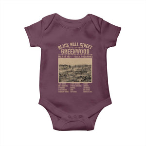 Black Wall Street Baby Onesie Never Forget 1921 Tulsa Black History Retro TS09 Maroon Print Your Wear