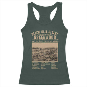 Black Wall Street Racerback Tank Top Never Forget 1921 Tulsa Black History Retro TS09 Dark Forest Green Print Your Wear