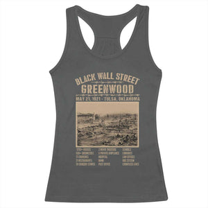 Black Wall Street Racerback Tank Top Never Forget 1921 Tulsa Black History Retro TS09 Dark Heather Print Your Wear