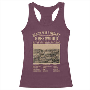 Black Wall Street Racerback Tank Top Never Forget 1921 Tulsa Black History Retro TS09 Maroon Print Your Wear