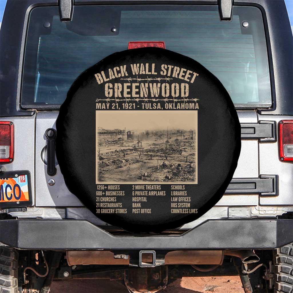 Black Wall Street Spare Tire Cover Never Forget 1921 Tulsa Black History Retro TS09 No hole Black Print Your Wear