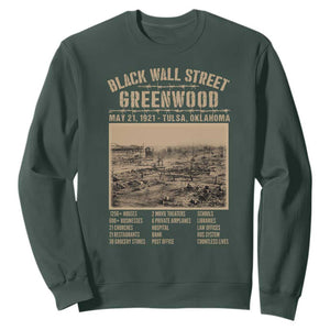 Black Wall Street Sweatshirt Never Forget 1921 Tulsa Black History Retro TS09 Dark Forest Green Print Your Wear