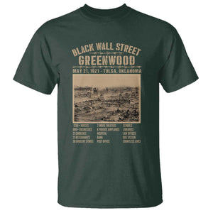 Black Wall Street T Shirt Never Forget 1921 Tulsa Black History Retro TS09 Dark Forest Green Print Your Wear