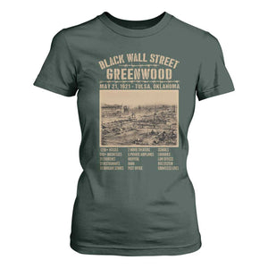 Black Wall Street T Shirt For Women Never Forget 1921 Tulsa Black History Retro TS09 Dark Forest Green Print Your Wear