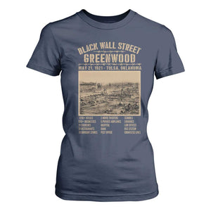 Black Wall Street T Shirt For Women Never Forget 1921 Tulsa Black History Retro TS09 Navy Print Your Wear