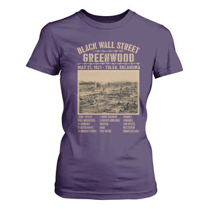 Black Wall Street T Shirt For Women Never Forget 1921 Tulsa Black History Retro TS09 Purple Print Your Wear