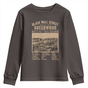 Black Wall Street Youth Sweatshirt - Never Forget 1921 Tulsa Black History Retro Heritage TS09 Dark Chocolate Print Your Wear