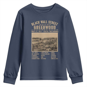 Black Wall Street Youth Sweatshirt Never Forget 1921 Tulsa Black History Retro TS09 Navy Print Your Wear