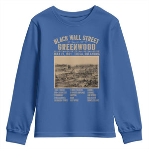 Black Wall Street Youth Sweatshirt Never Forget 1921 Tulsa Black History Retro TS09 Royal Blue Print Your Wear