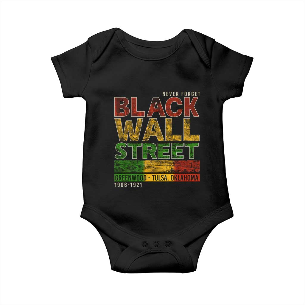 Never Forget Black Wall Street Baby Onesie Greenwood Tulsa Oklahoma Black History TS09 Black Print Your Wear