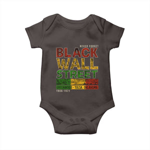 Never Forget Black Wall Street Baby Onesie Greenwood Tulsa Oklahoma Black History TS09 Dark Chocolate Print Your Wear